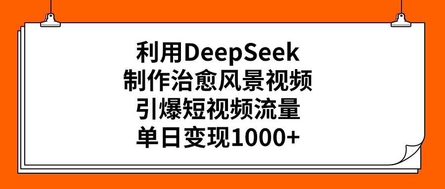 利用DeepSeek制作治愈风景视频，引爆短视频流量，单日变现1000+-易创网