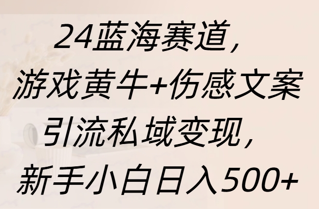 24蓝海赛道，游戏黄牛+伤感文案引流私域变现，新手日入500+-易创网