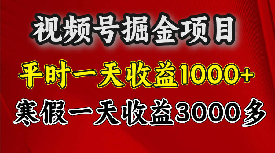 视频号掘金项目，寒假一天收益3000多-易创网