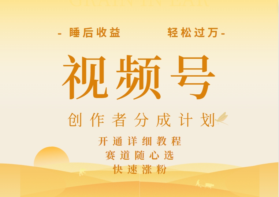 详解视频号创作者分成计划，暴力起号，可同步多平台，实现睡后收入2W+，看懂即可操作！-易创网