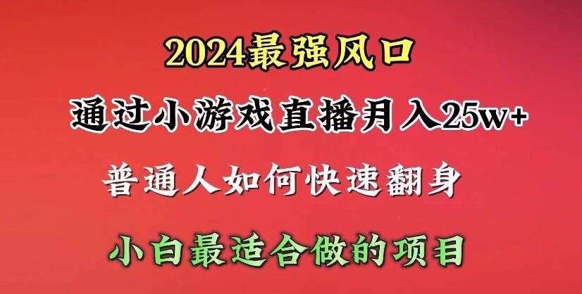 2024年最强风口，通过小游戏直播月入25w+单日收益5000+小白最适合做的项目-易创网