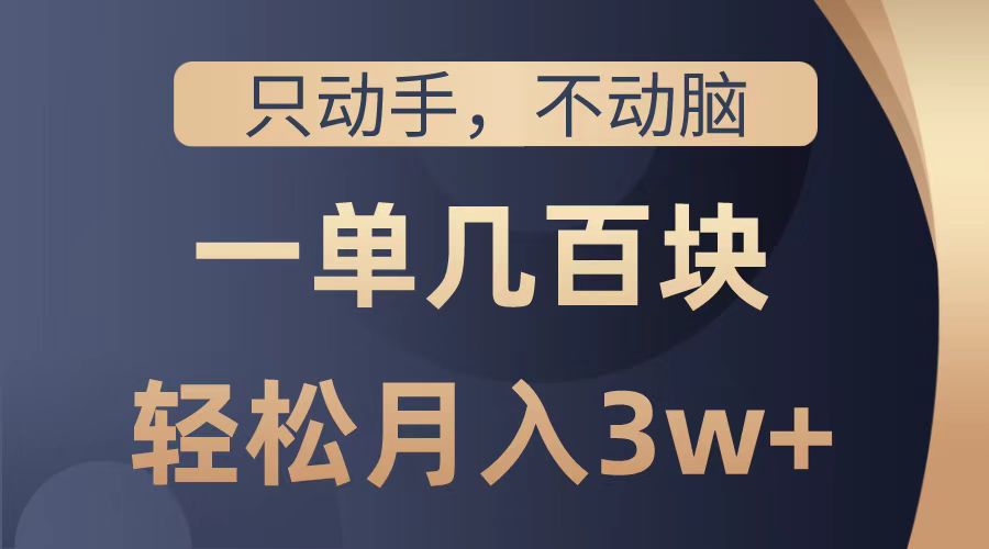 只动手不动脑，一单几百块，轻松月入2w+，看完就能直接操作，详细教程-易创网