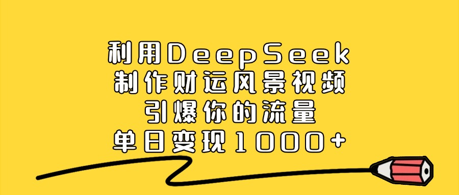 利用DeepSeek制作财运风景视频，引爆你的流量，单日变现1000+倾城领域-倾城领域