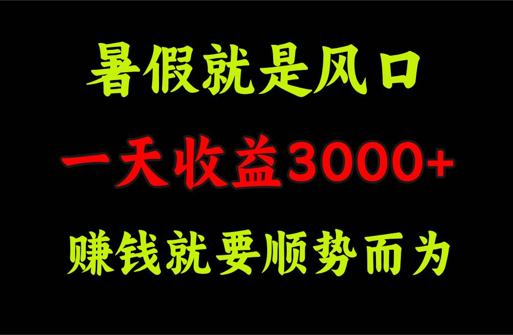 一天收益3000+ 赚钱就是顺势而为，暑假就是风口-易创网