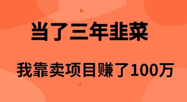 当了3年韭菜，我靠卖项目赚了100万-易创网