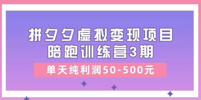 某收费培训《拼夕夕虚拟变现项目陪跑训练营3期》单天纯利润50-500元-易创网