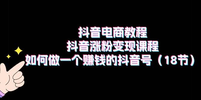 抖音电商教程：抖音涨粉变现课程：如何做一个赚钱的抖音号（18节）-易创网