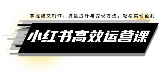 小红书高效运营课：掌握爆文制作、流量提升与变现方法，轻松实现盈利-易创网