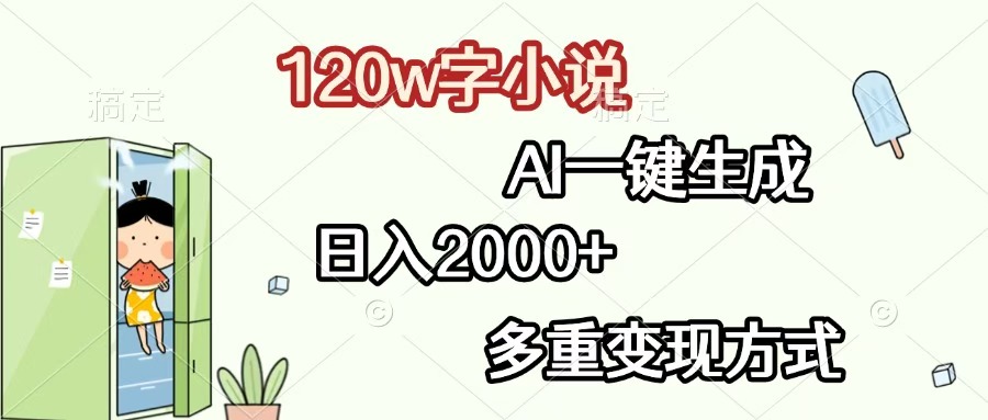 120w字小说，AI一键生成，日入2000+，多重变现方式倾城领域-倾城领域