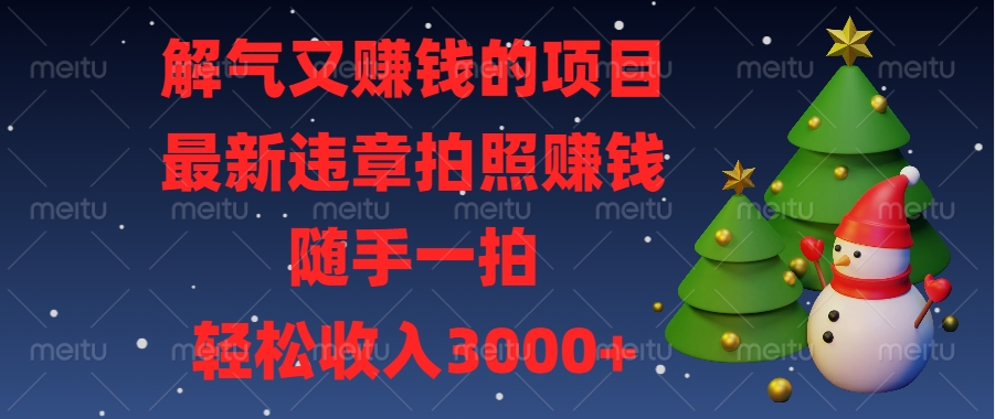 解气又赚钱的项目，最新违章拍照赚钱，随手一拍，轻松收入3000+-易创网