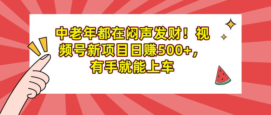 中老年都在闷声发财！视频号新项目日赚500+，有手就能上车倾城领域-倾城领域