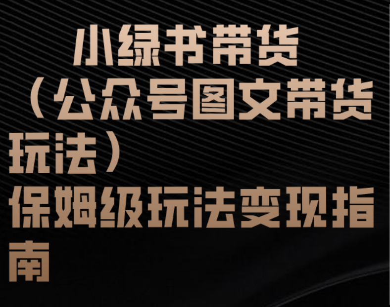 小绿书带货（公众号图文带货玩法）保姆级玩法变现指南-无痕资源