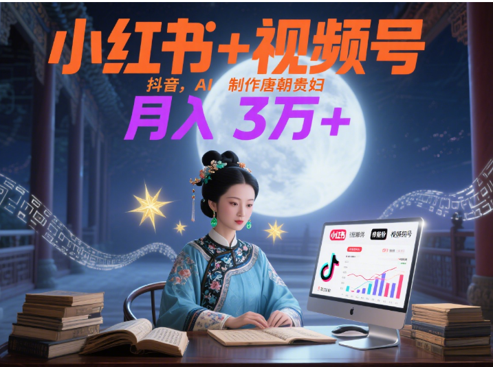 小红书+视频号+抖音，AI轻松制作唐朝贵妇IP，毒鸡汤、励志、减肥瘦身、养生赛道轻松切入，每天30分钟，轻松产出N条，月入3万+ -易创网