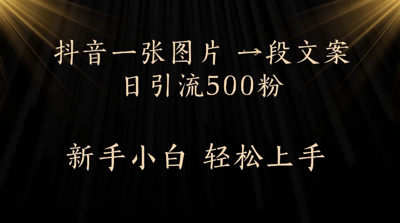 抖音一张图片，一段文案日引流500粉，新手小白 轻松上手-易创网