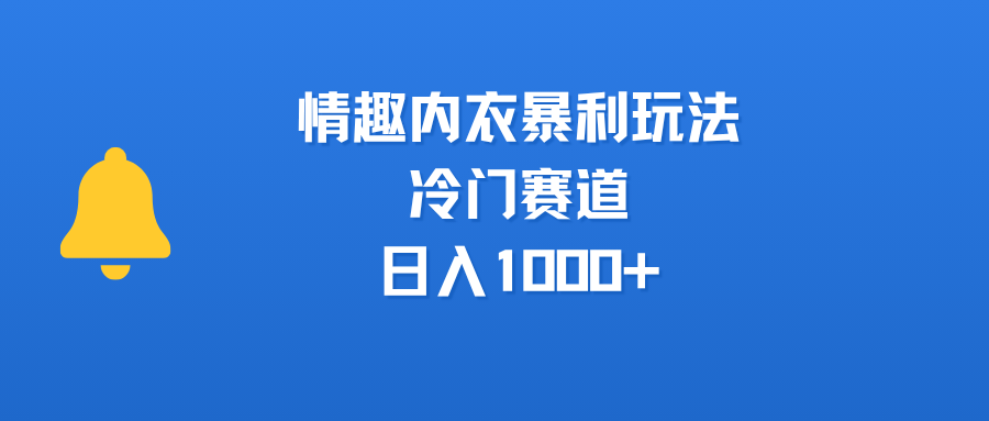 情趣内衣暴利玩法，冷门赛道，日入1000+-易创网