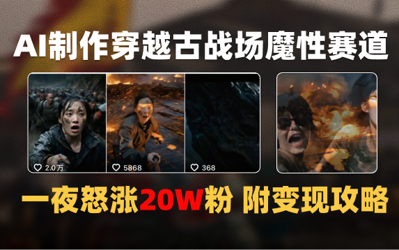 AI制作穿越古战场视频一夜涨粉20W保姆级教学（附AI变现指南）-易创网