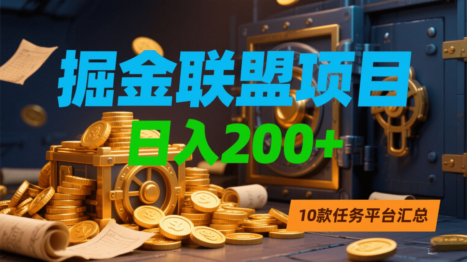 掘金联盟项目，日入200+，10款任务平台汇总-易创网