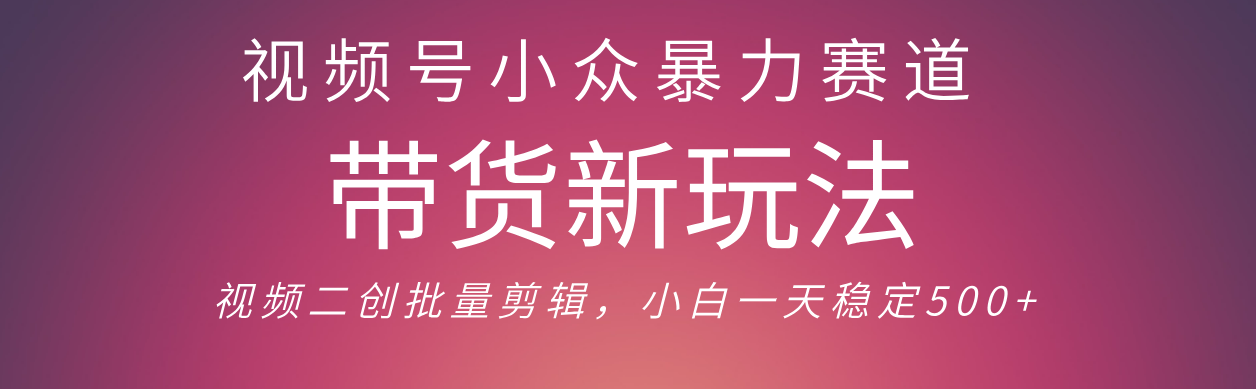 视频号小众暴力赛道，最新带货玩法 小白也能轻松日入500+ 保姆及教程-易创网