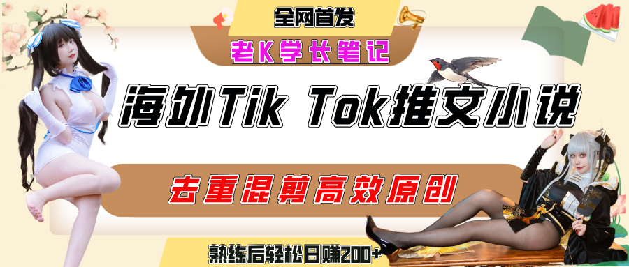 海外tiktok小说推文暴力项目，高停留率，高转化率，上手后一天搞顿饭钱不是问题-易创网