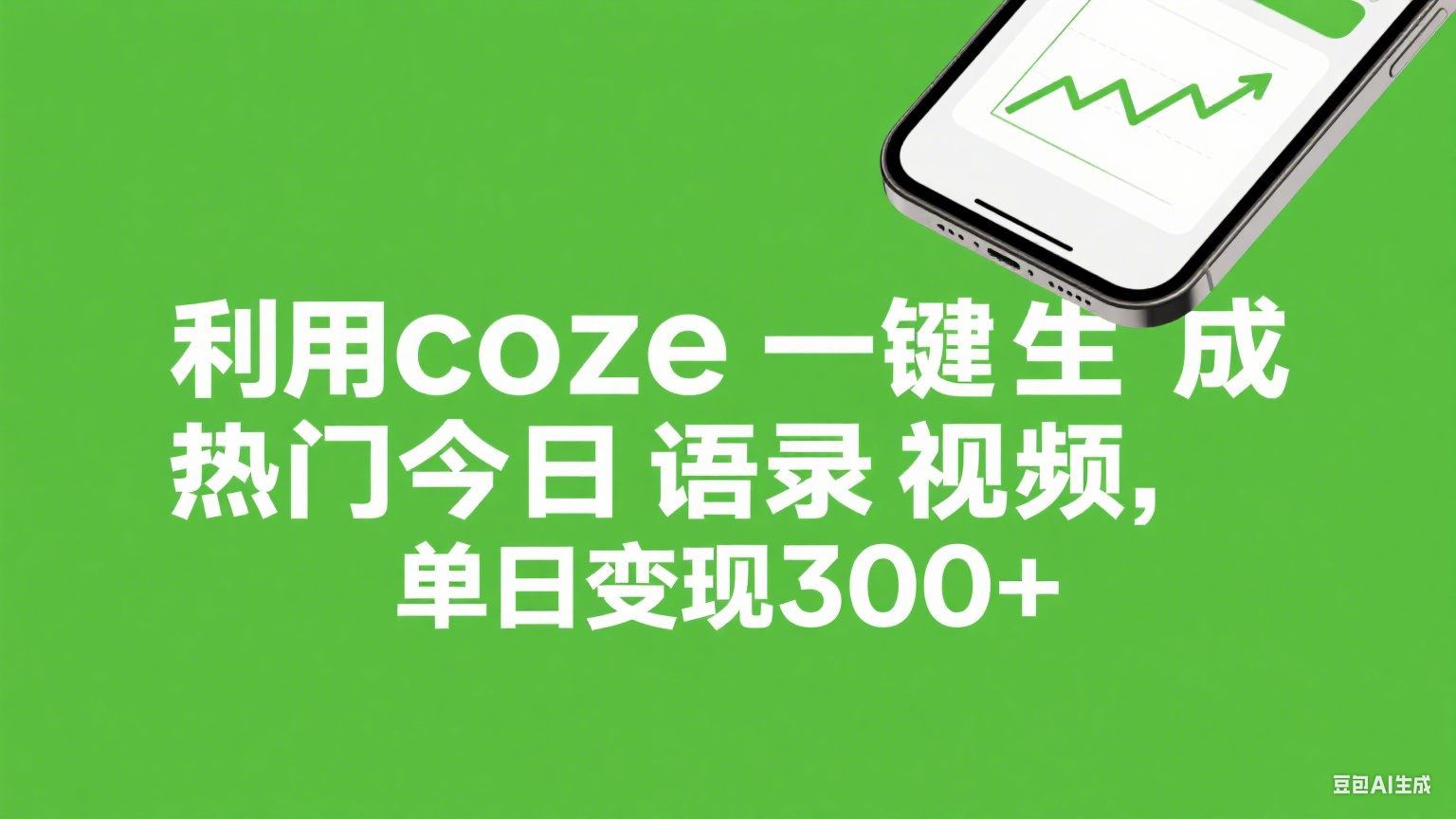 利用coze一键生成热门今日语录视频，单日变现300+-易创网