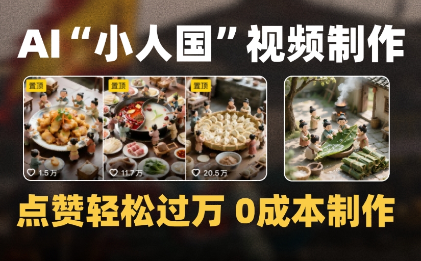 爆款1000W+微缩景观迷你小人国AI视频，0成本制作全流程教学-易创网