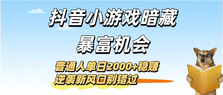 抖音小游戏暗藏暴富机会！普通人单日2000+稳赚，逆袭新风口别错过-易创网