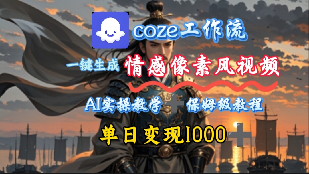 用coze工作流一键生成情感像素风视频，几分钟一条，单日变现500+-易创网