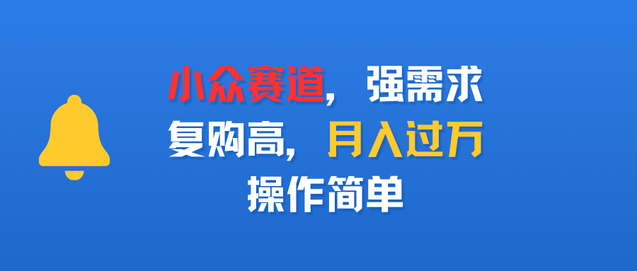 小众赛道，强需求，复购高，月入过万，操作简单-易创网