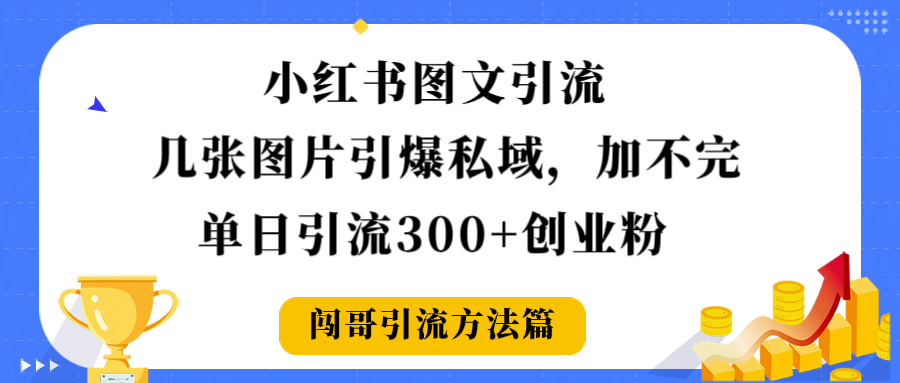 小红书图文引流，几张图片引爆私域加不完，单日引流300＋创业粉-易创网