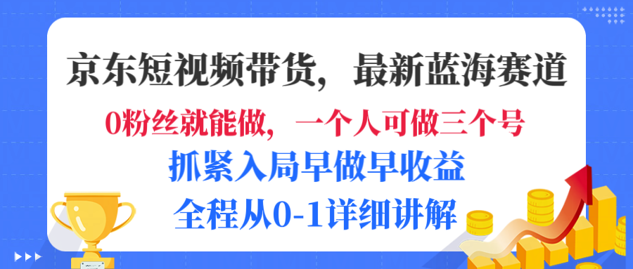 京东短视频带货，最新蓝海赛道，发视频长尾流量，未来几年躺赚被动收益，全程从0-1详细讲解-易创网