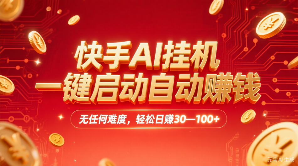 快手AI,一键启动自动赚钱 无任何难度,轻松一天30—100+-易创网