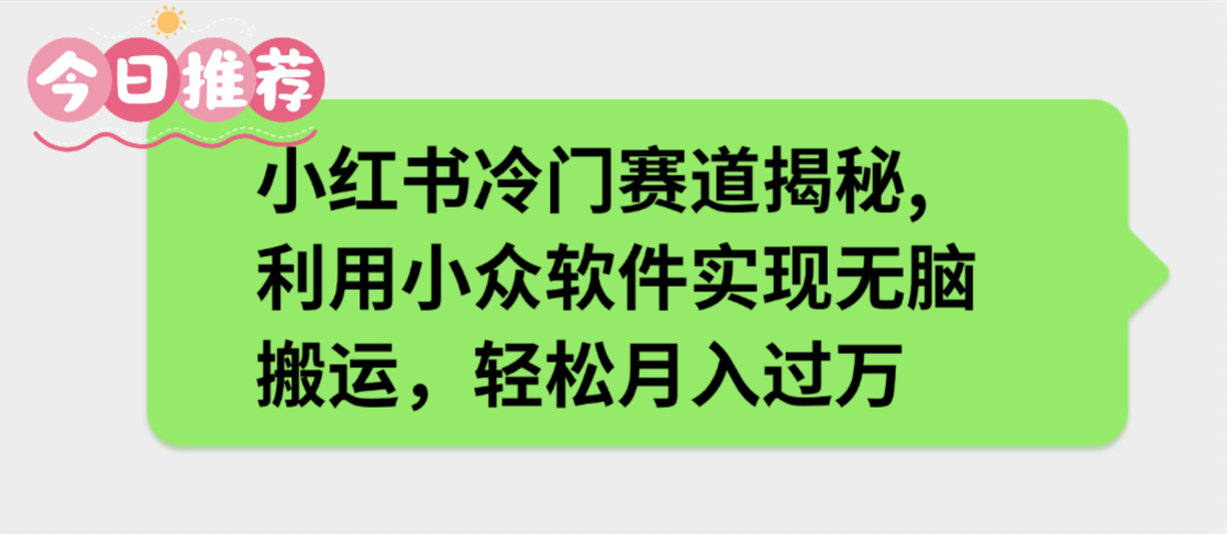 小红书冷门赛道揭秘,利用小众软件实现无脑搬运，轻松月入过万-易创网