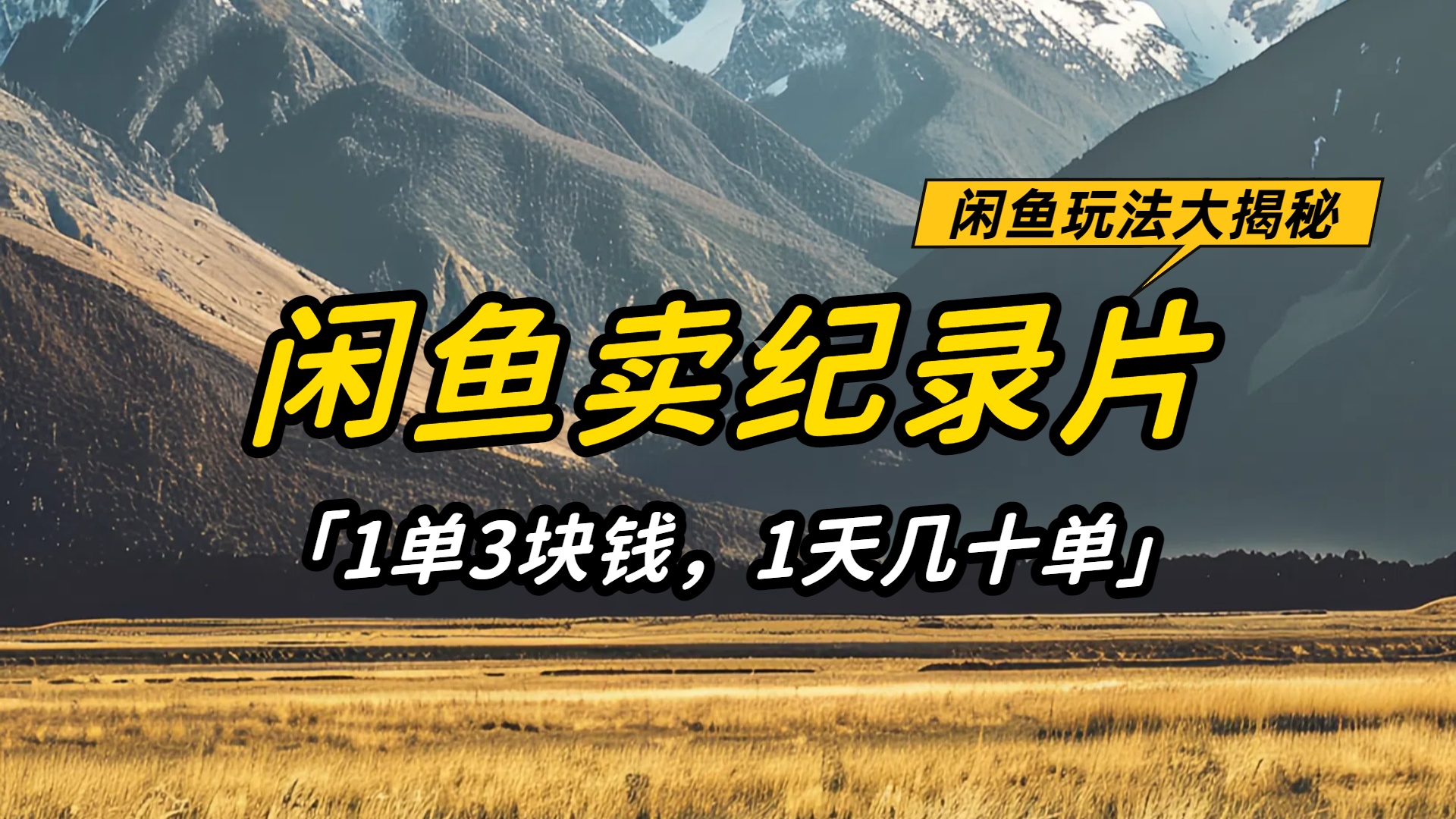 闲鱼卖纪录片1单3块钱，1天几十单，项目稳定有潜力-臻优网