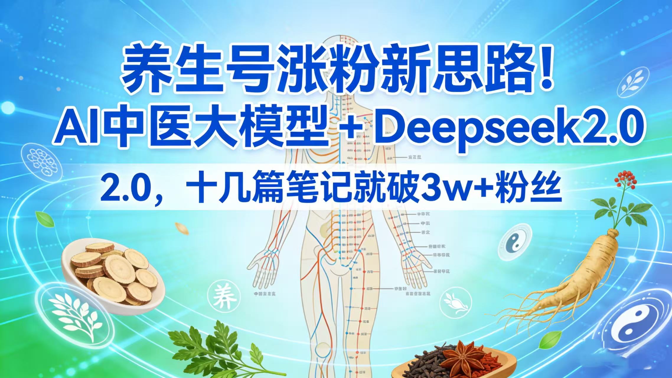 养生号涨粉新思路！AI 中医大模型 + Deepseek 2.0，十几篇笔记就破 3w + 粉丝-易创网