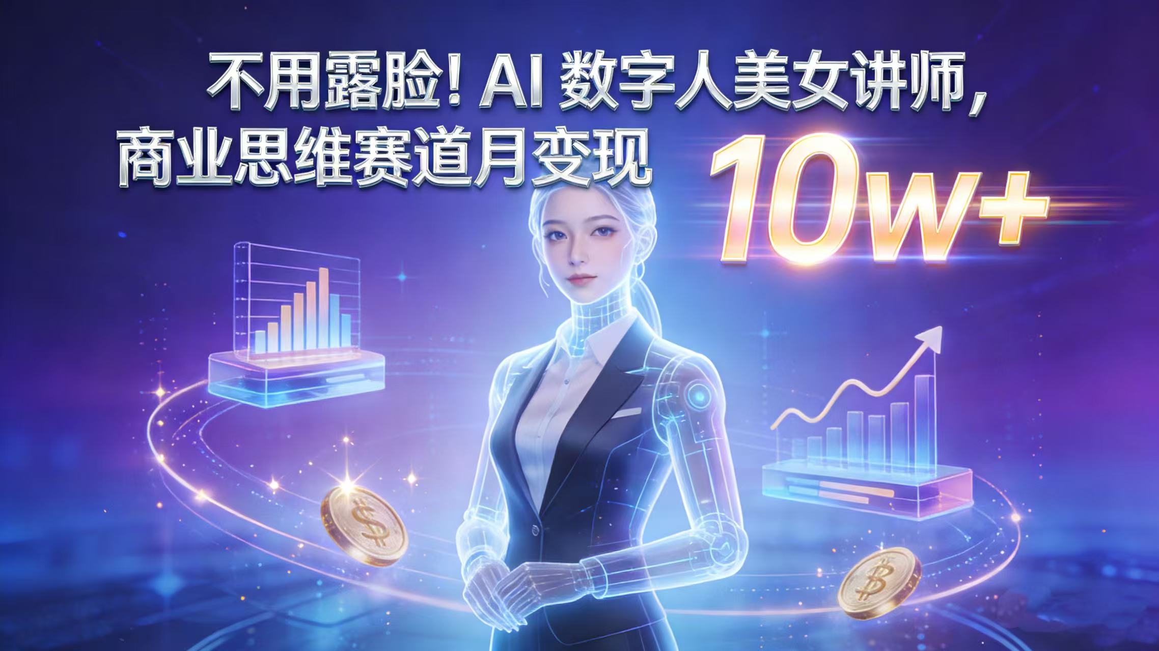 不用露脸！AI 数字人美女讲师，商业思维赛道月变现 10w+-易创网