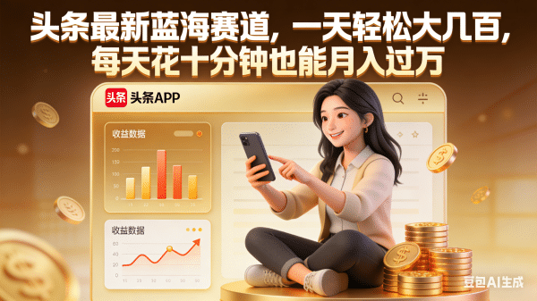 头条最新蓝海赛道,一天轻松大几百,每天花十分钟也能月入过万-易创网
