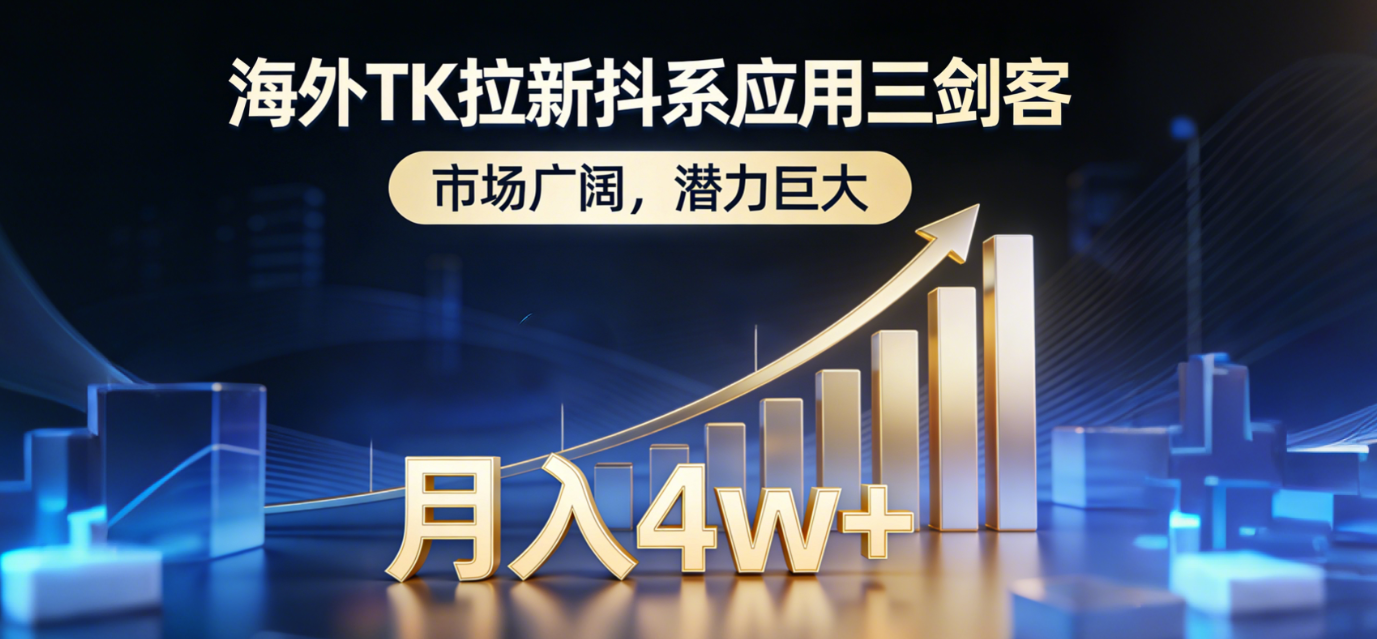 2026海外TK拉新抖系应用三剑客，市场广阔，潜力巨大，月入4w+-易创网