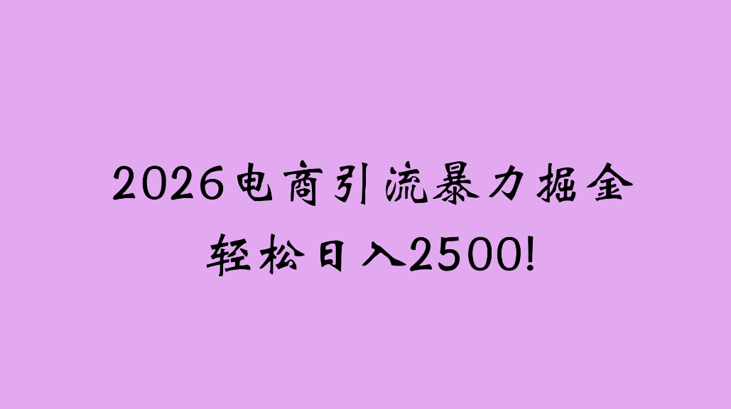 2026电商引流新玩法，日引200，日可入2500+-易创网