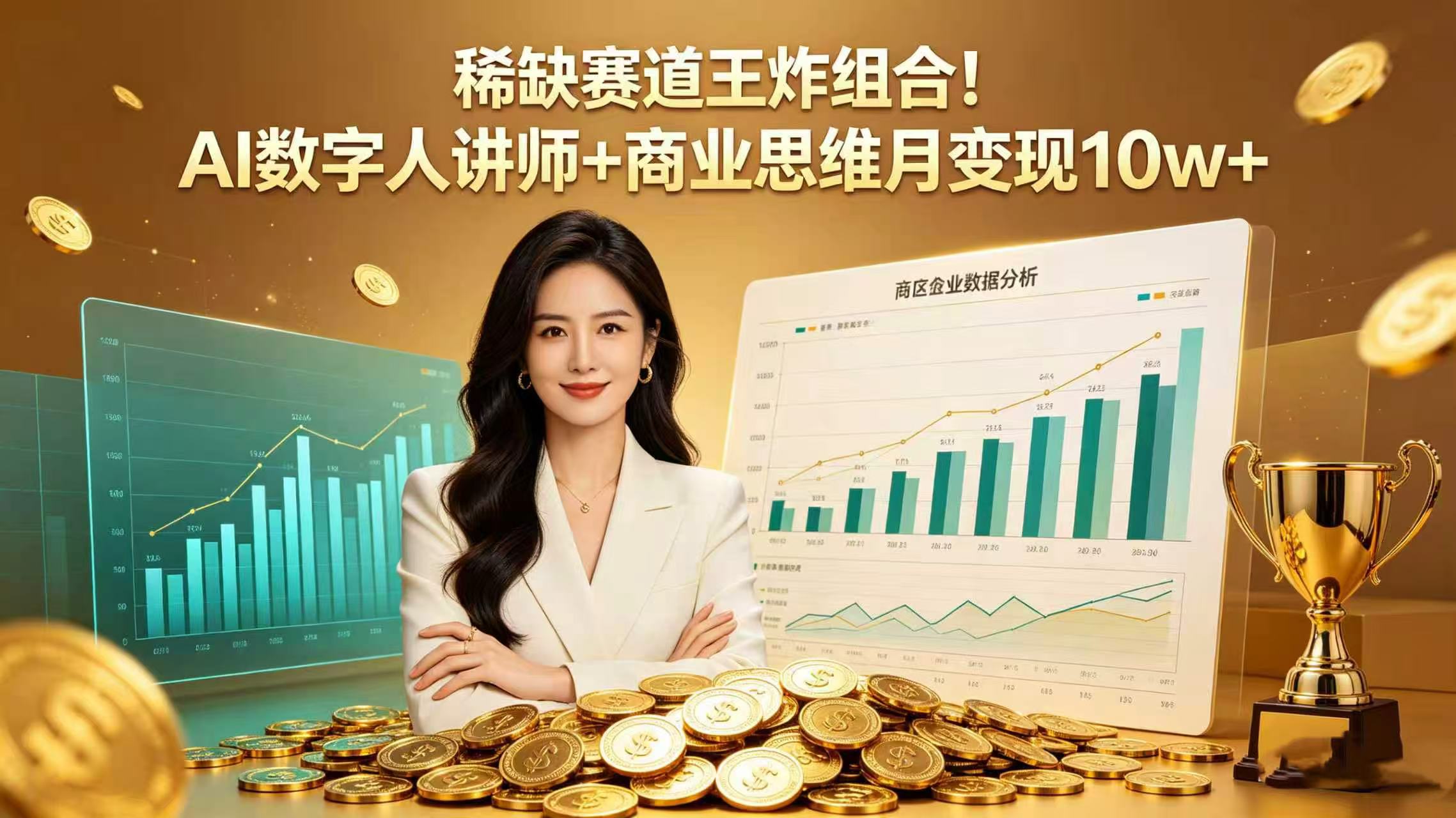 稀缺赛道王炸组合！AI 数字人讲师 + 商业思维 月变现 10w+-易创网