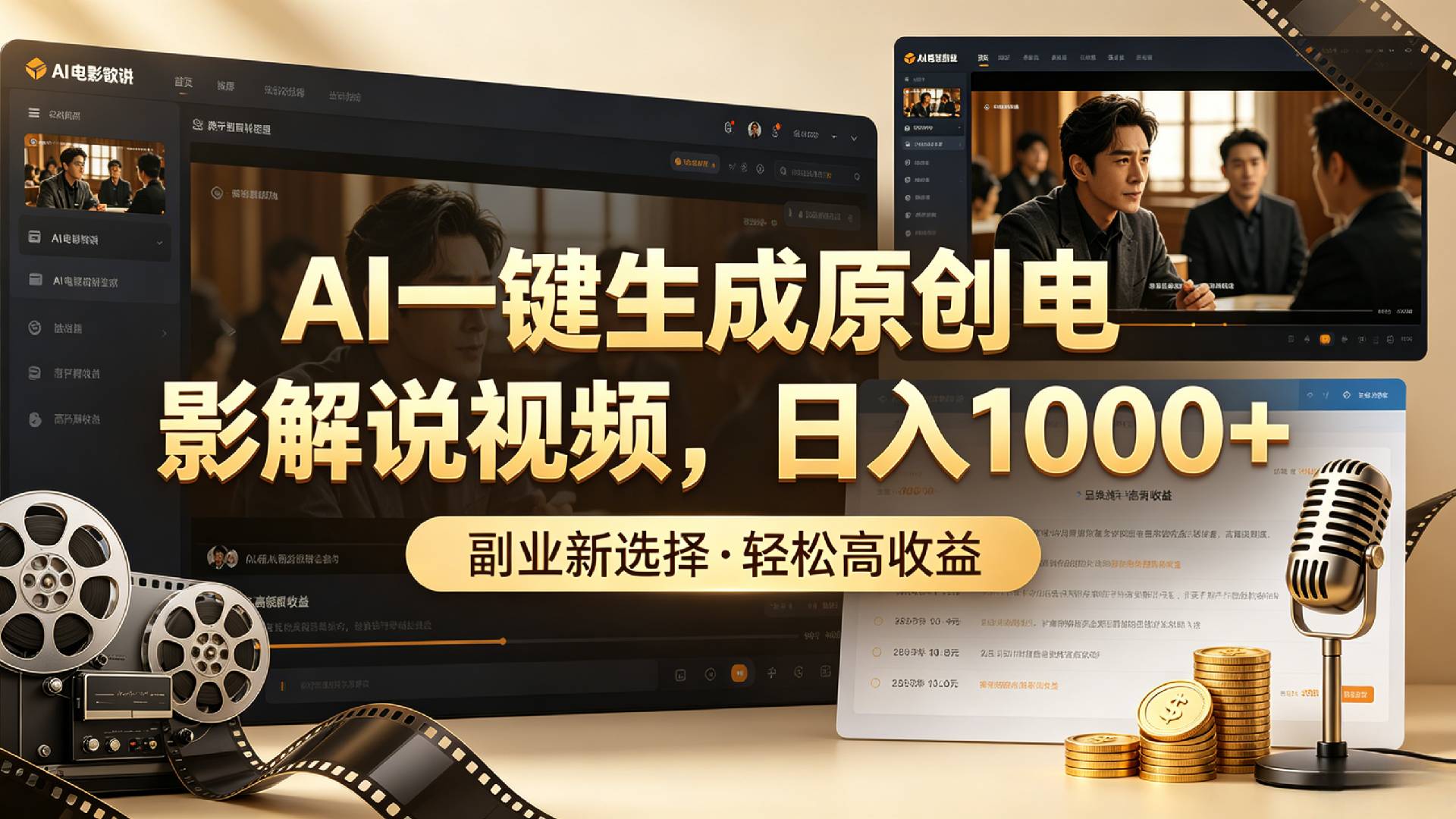 AI一键生成原创电影解说视频，日入1000+！-易创网