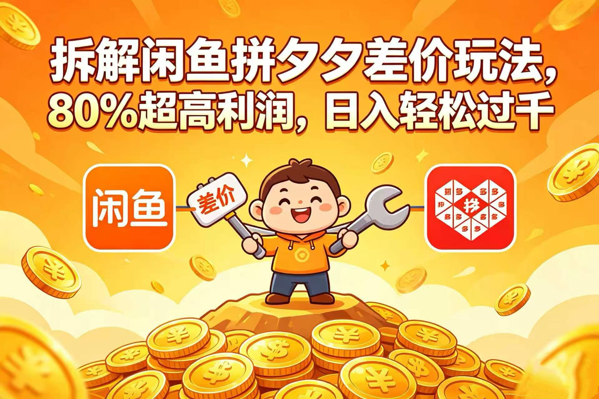 拆解闲鱼拼夕夕差价玩法,80% 超高利润,日入轻松过千-易创网